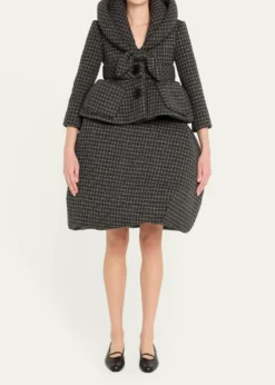 Marc Jacobs RunwayCheck Wool Padded Crop Hooded Jacket