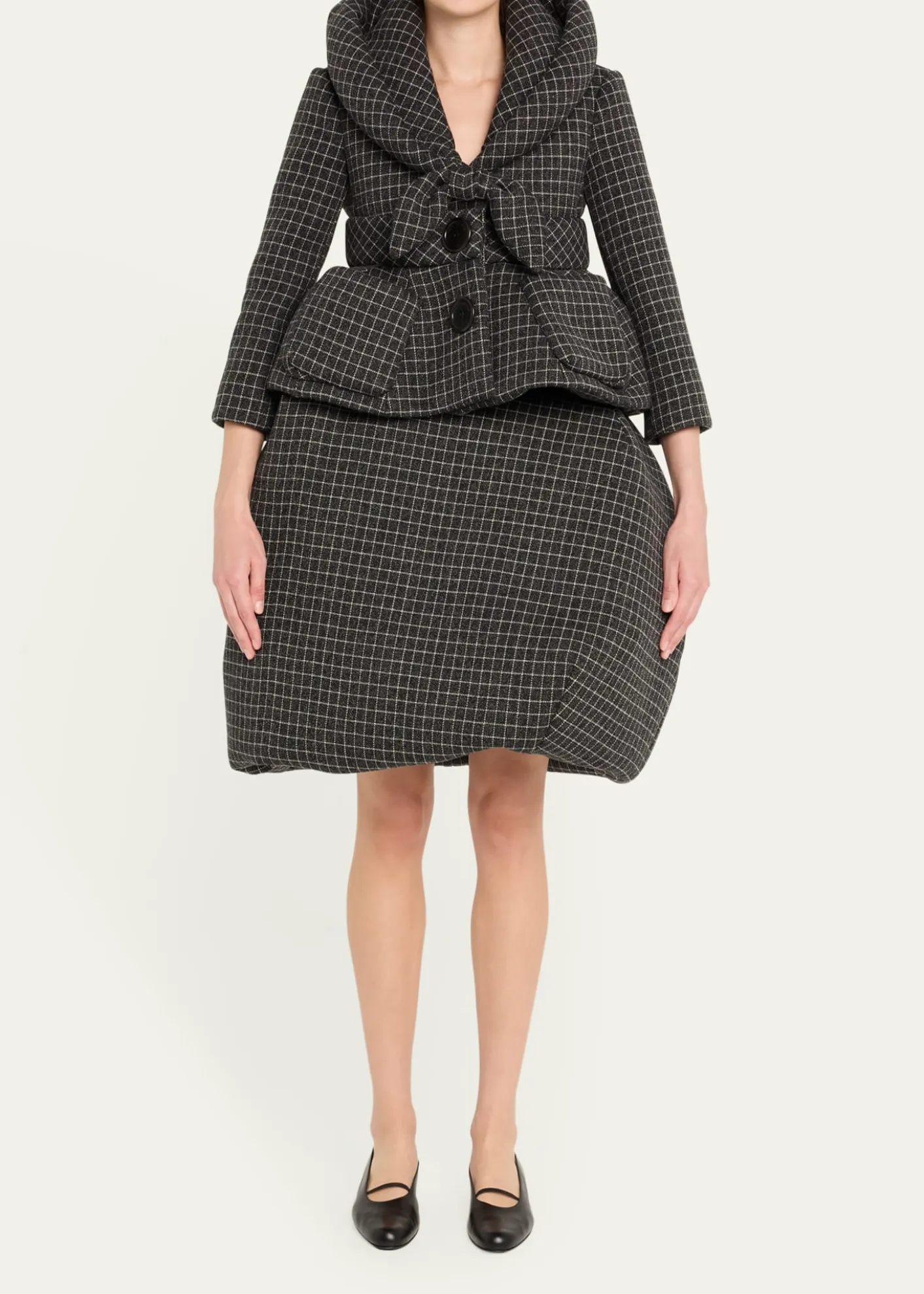 Marc Jacobs RunwayCheck Wool Padded Crop Hooded Jacket