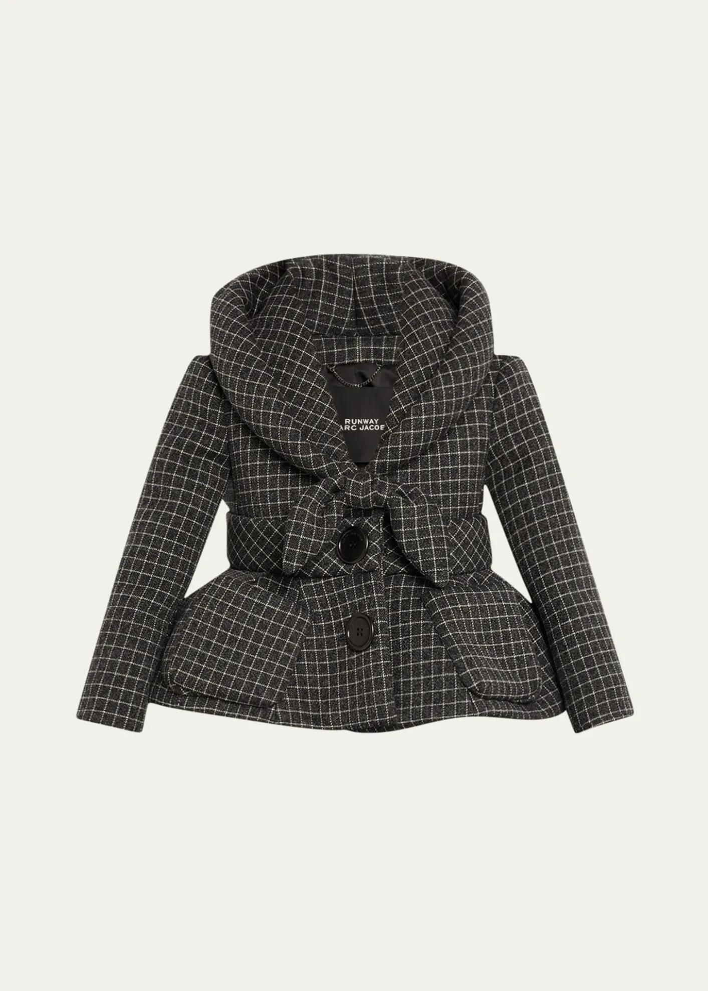Marc Jacobs RunwayCheck Wool Padded Crop Hooded Jacket