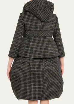 Marc Jacobs RunwayCheck Wool Padded Crop Hooded Jacket
