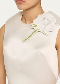 Marc Jacobs RunwayFloral Brooch Cropped Silk Shell Top