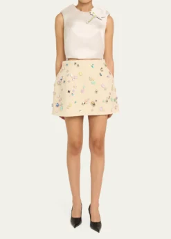 Marc Jacobs RunwayFloral Brooch Cropped Silk Shell Top