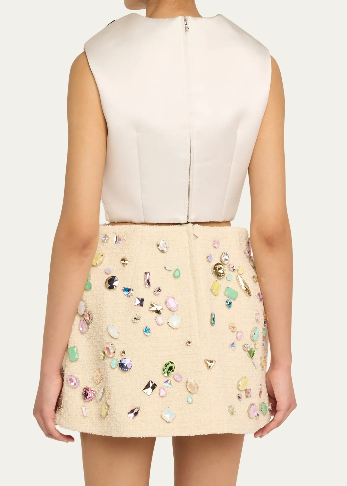 Marc Jacobs RunwayFloral Brooch Cropped Silk Shell Top