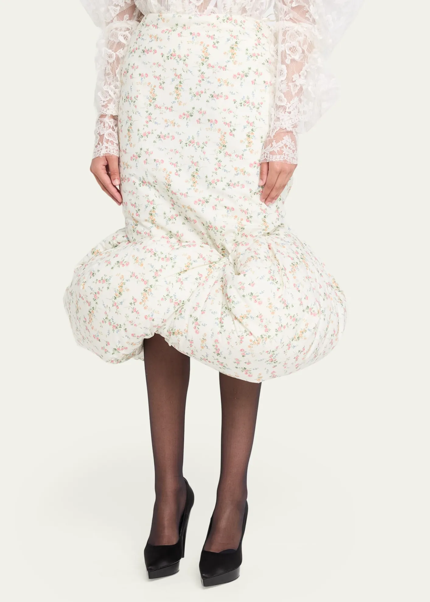 Marc Jacobs RunwayFloral Print Padded Bubble Hem Skirt