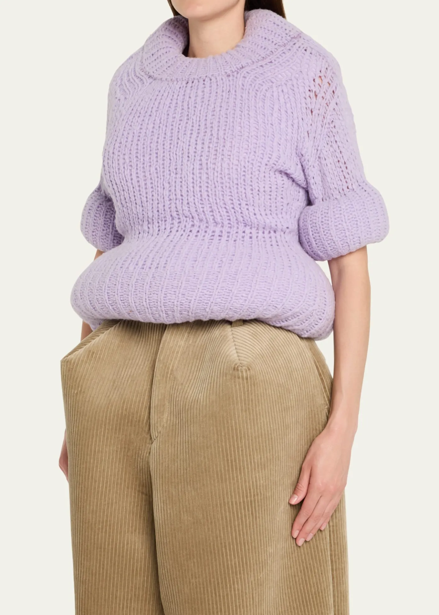 Marc Jacobs RunwayPadded Peplum Short-Sleeve Sweater