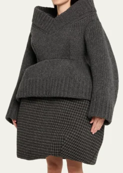 Marc Jacobs RunwayPadded V-Neck Peplum Sweater
