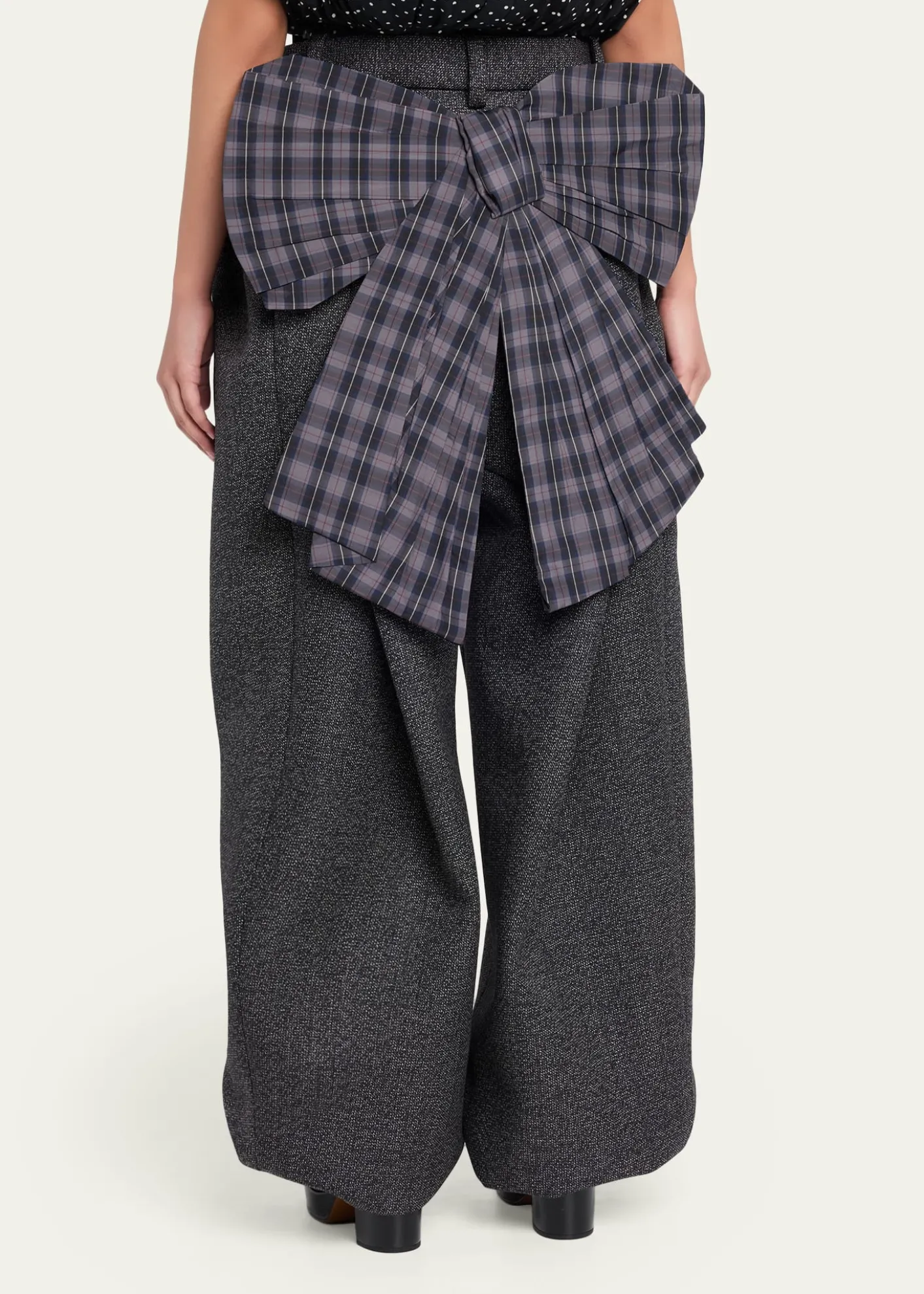 Marc Jacobs RunwayPlaid Bow Back Wide-Leg Menswear Pants