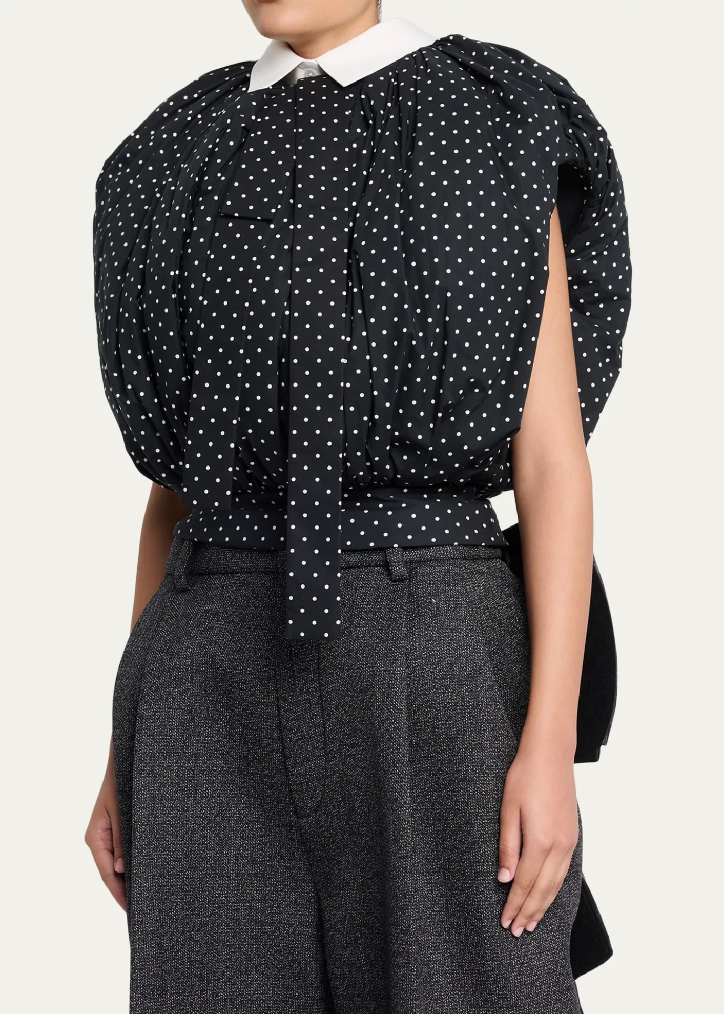 Marc Jacobs RunwayPolka-Dot Cotton Poplin Collared Bubble Top