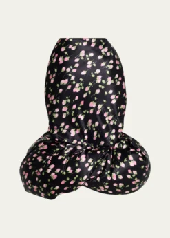 Marc Jacobs RunwayRose Print Satin Bubble Hem Skirt