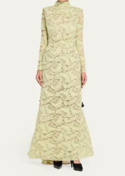 Marc Jacobs RunwaySculptural Lace Long-Sleeve Bow Trumpet Gown