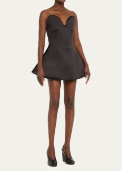 Marc Jacobs RunwayStrapless Satin Sculptural Mini Flared Dress