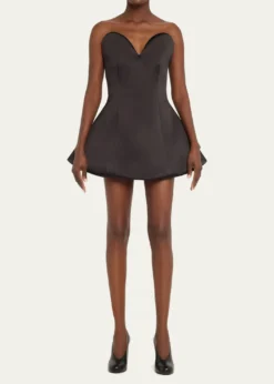 Marc Jacobs RunwayStrapless Satin Sculptural Mini Flared Dress