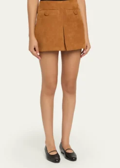Marc JacobsSuede Pleat Mini Skirt