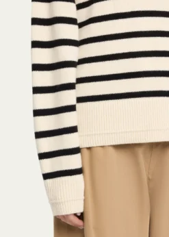 MARIA MCMANUSCashmere and Cotton Stripe Ladder Stitch Crewneck Sweater