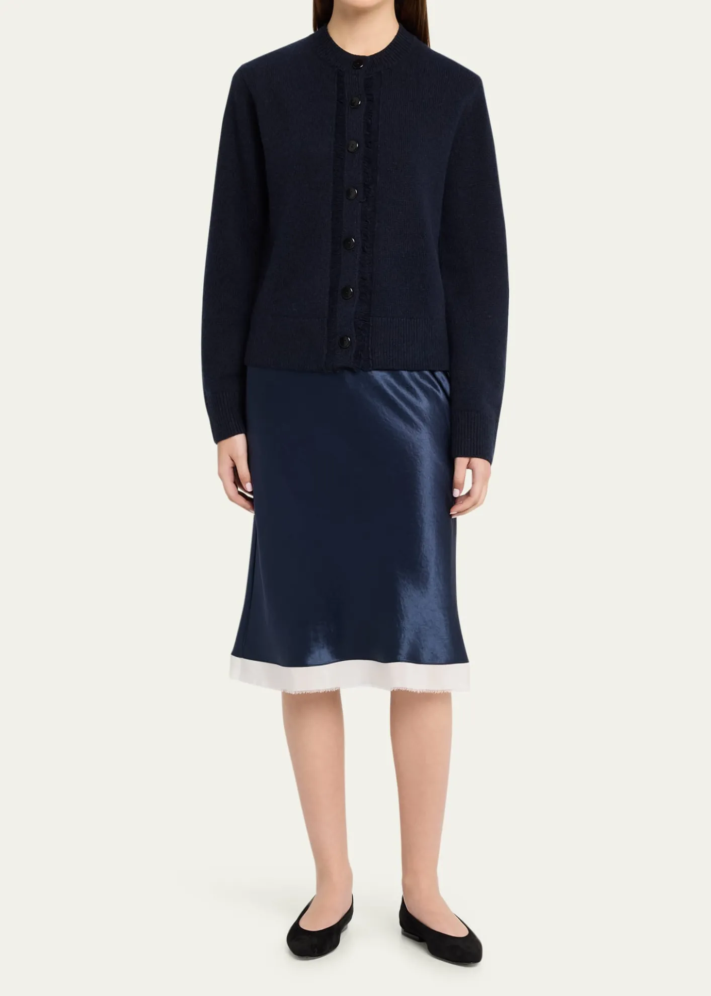 MARIA MCMANUSCashmere and Cotton Ladder Stitch-Trim Cardigan