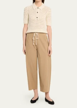 MARIA MCMANUSCashmere and Cotton Lace Crochet Polo Shirt