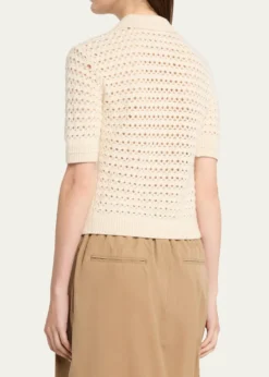 MARIA MCMANUSCashmere and Cotton Lace Crochet Polo Shirt