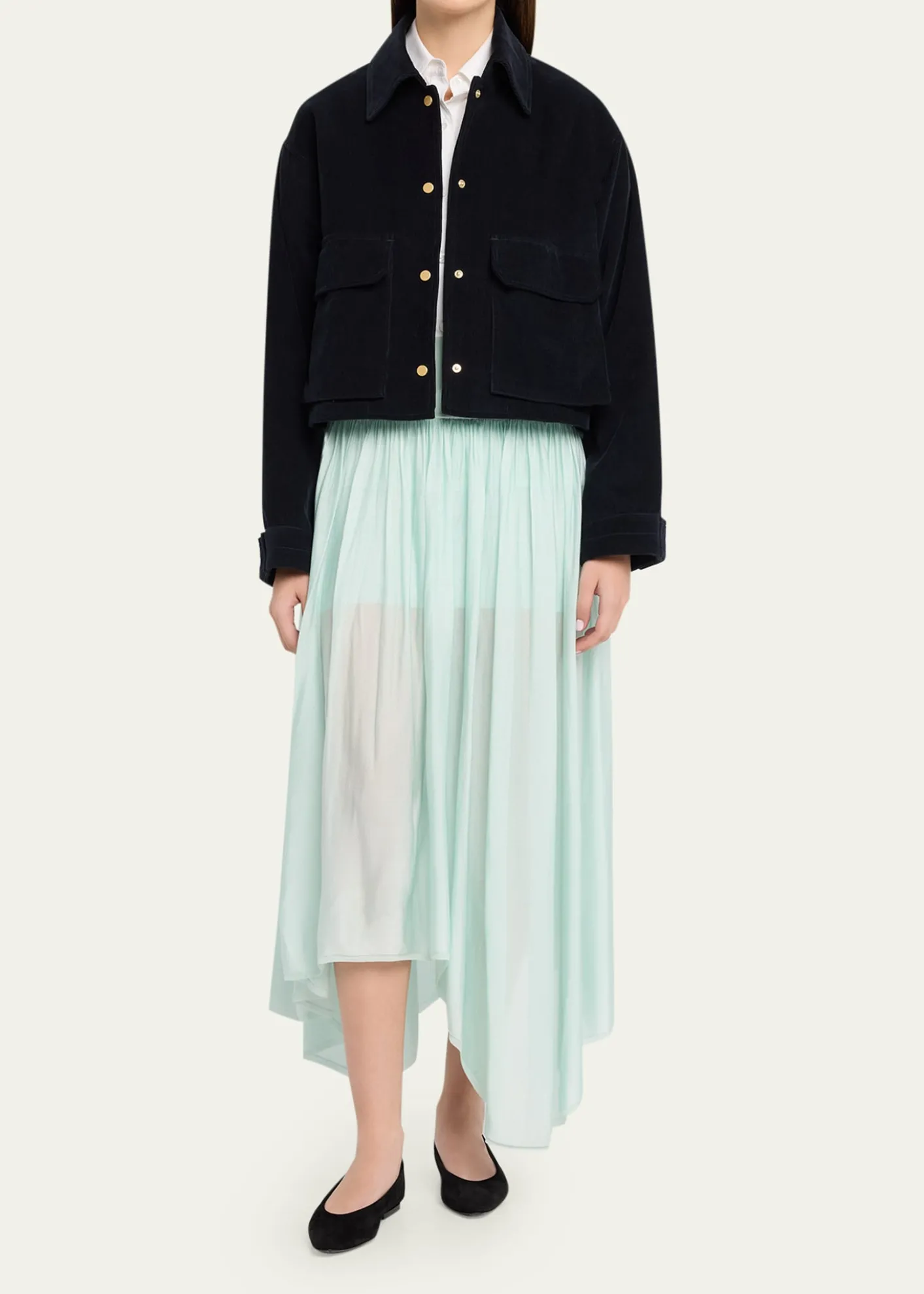 MARIA MCMANUSCropped Snap-Front Velvet Jacket