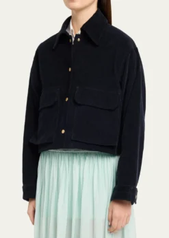 MARIA MCMANUSCropped Snap-Front Velvet Jacket