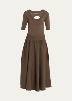 MARIA MCMANUSDouble Keyhole Knit Midi Dress