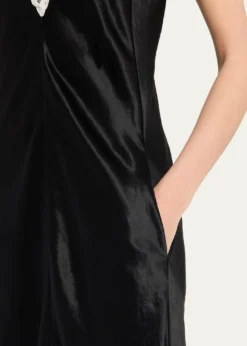 MARIA MCMANUSLace V-Neck Sateen Dress