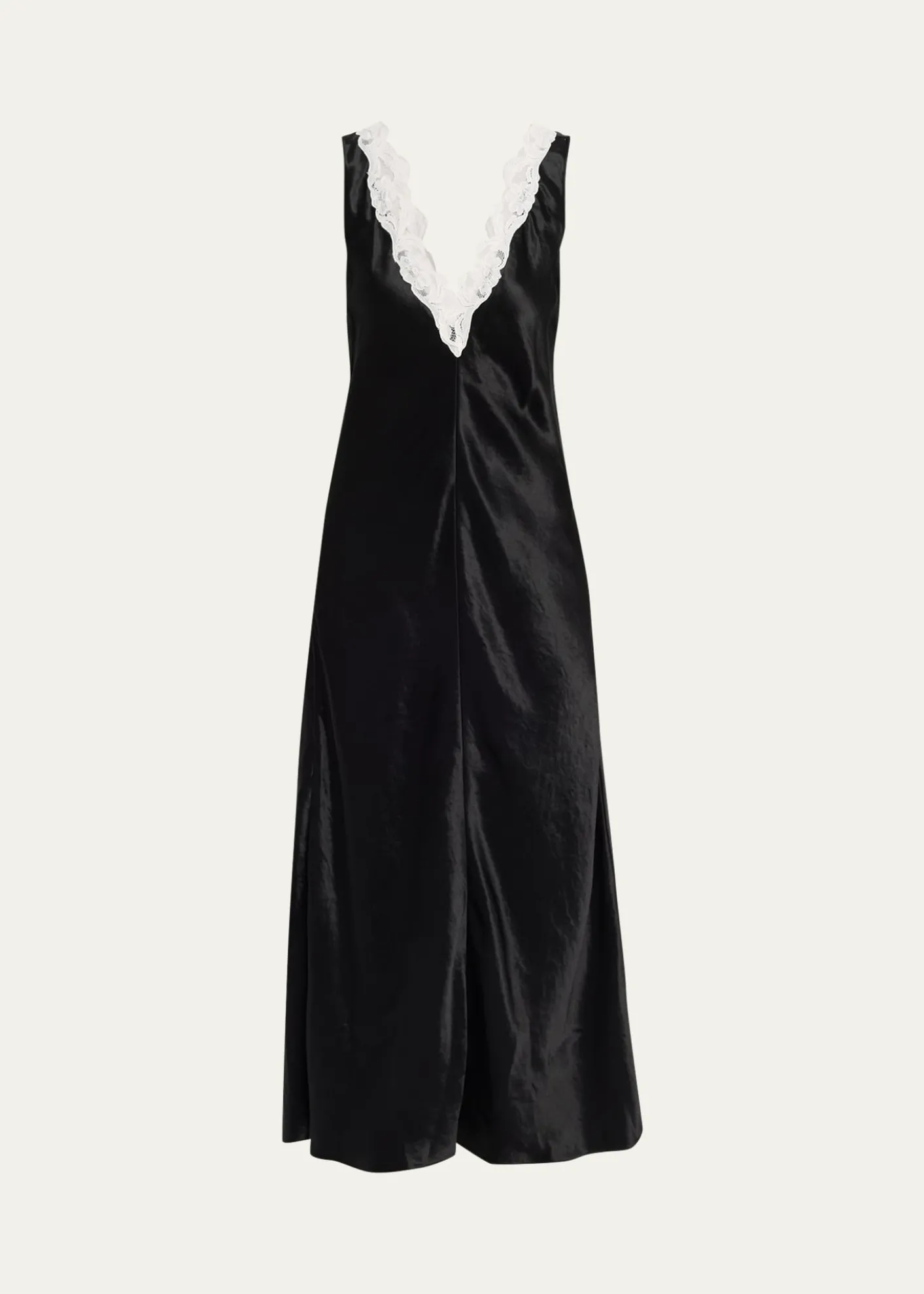 MARIA MCMANUSLace V-Neck Sateen Dress