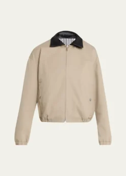 MARIA MCMANUSLeather-Collar Cotton Twill Flight Jacket