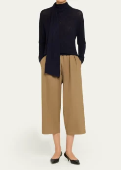 MARIA MCMANUSPleated Wide-Leg Crop Pull-On Trousers
