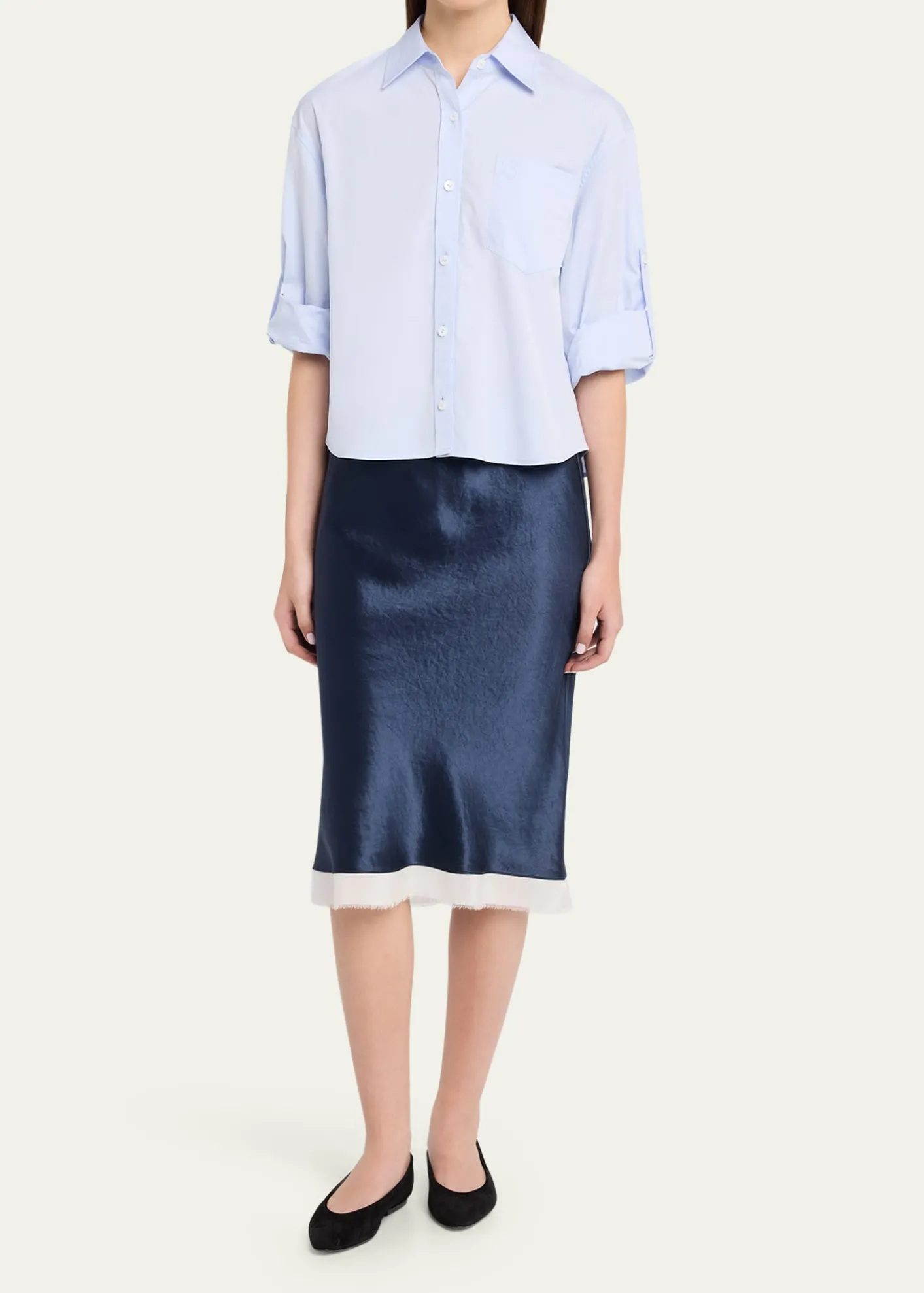 MARIA MCMANUSRibbon-Trim Bias Satin Midi Skirt