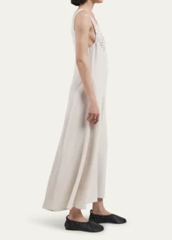 MARIA MCMANUSV-Neck Lace Godet Dress