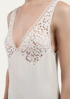 MARIA MCMANUSV-Neck Lace Godet Dress
