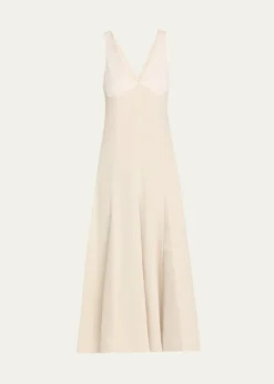 MARIA MCMANUSV-Neck Lace Godet Dress