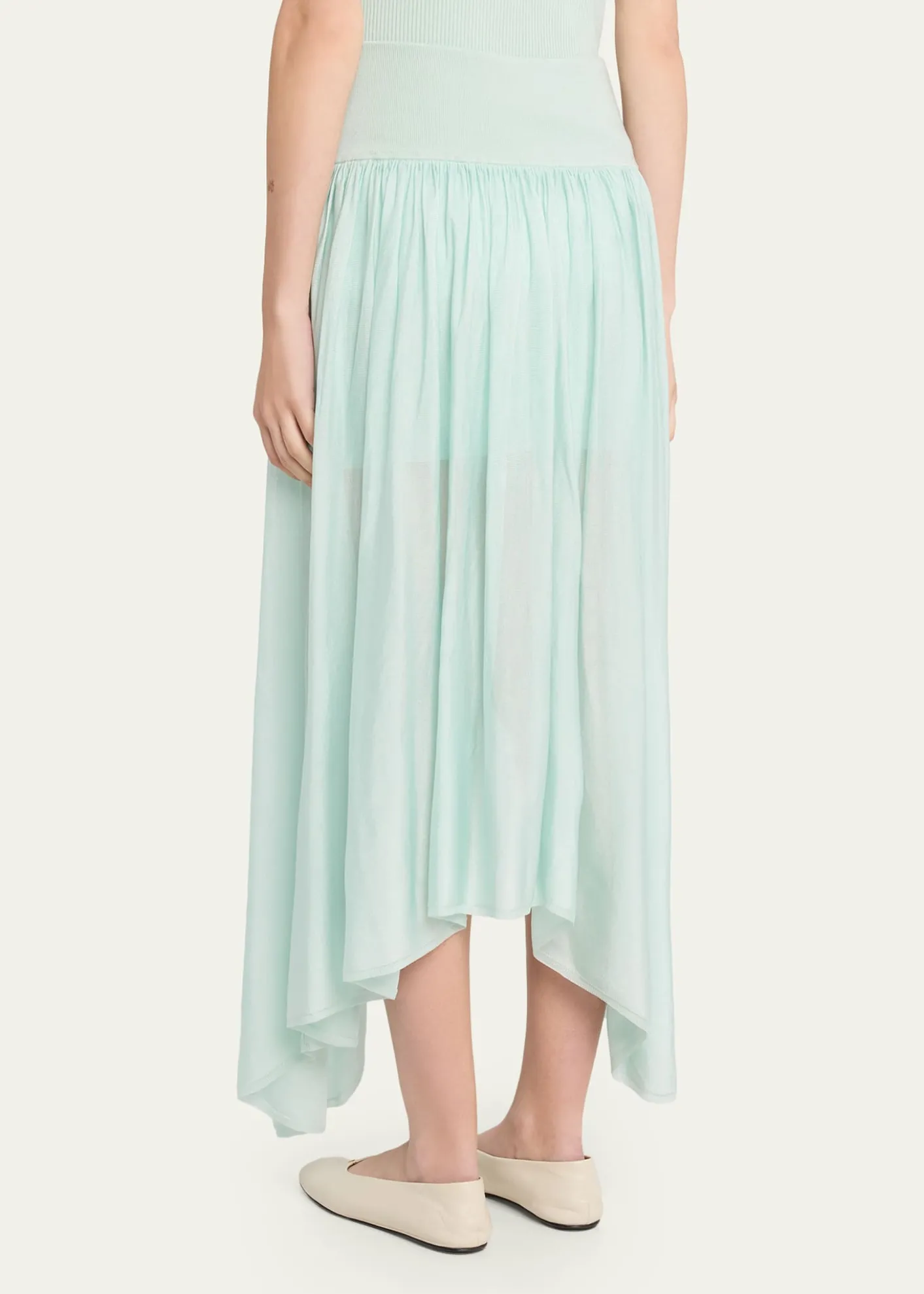 MARIA MCMANUSWave Sheer Knit Asymmetric Midi Skirt
