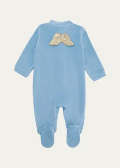 Marie ChantalGirl's Velour Golden Angel Wing Footie Pajamas, Size Newborn-18M