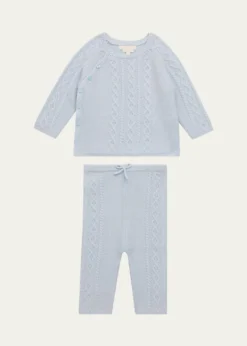Marie ChantalBowen Cable-Knit Cardigan & Leggings Set, Size 3M-24M
