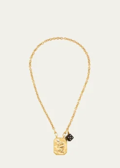 Marie LichtenbergDragon Scapular and Ebony Dado Pendants on Rosa Classic Chain Necklace