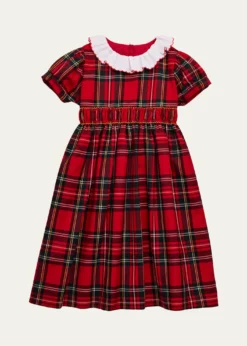 Mariella FerrariGirl's Smocked Cotton Plaid Dress, Size 4-12