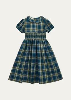 Mariella FerrariGirl's Smocked Cotton Plaid Dress, Size 3-12