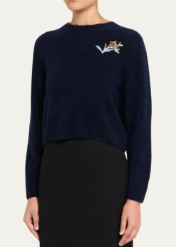 MarkarianRomy Floral Embellished Cashmere-Silk Sweater