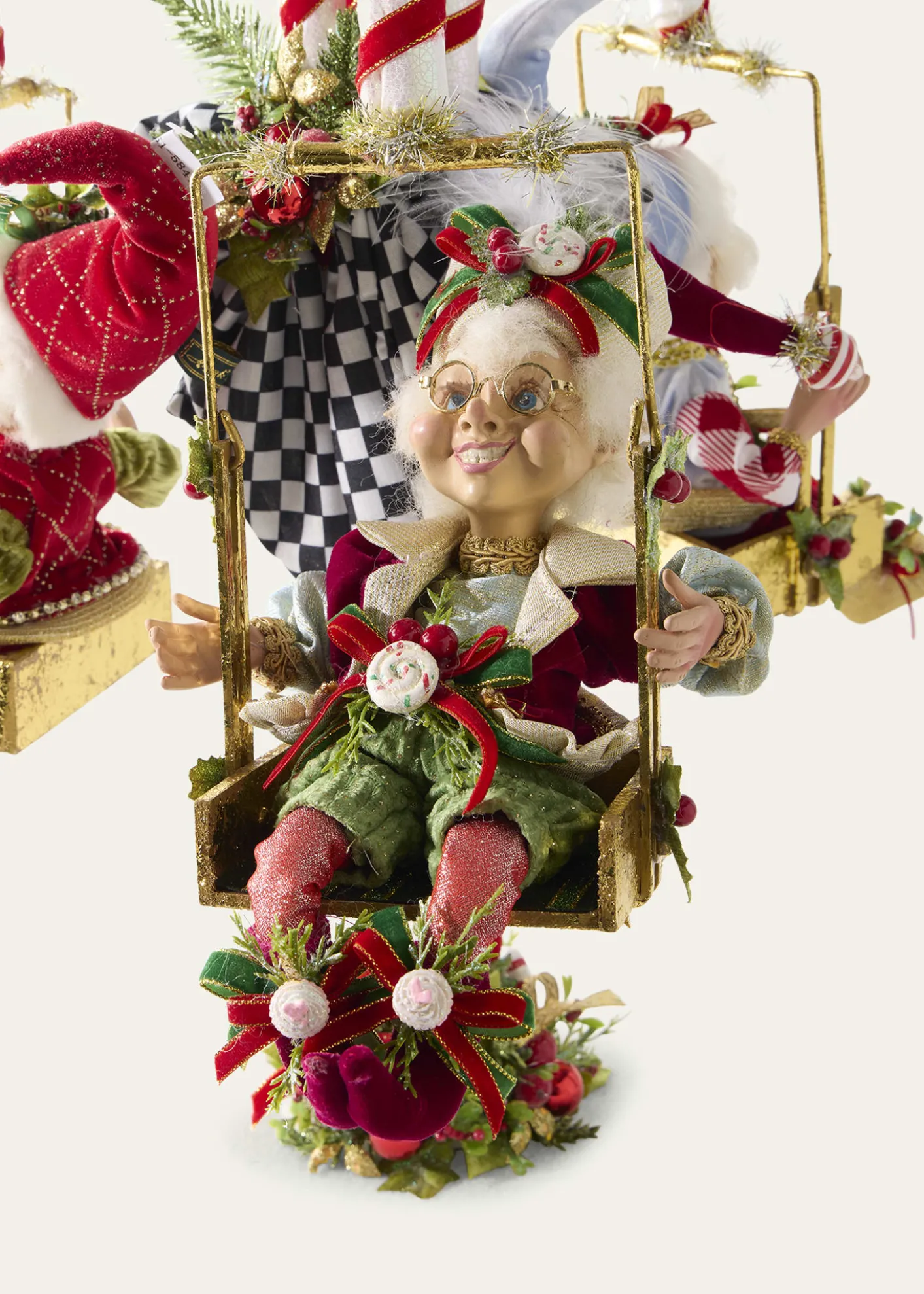 Mark RobertsCandycane Carousel with Elf Christmas Decoration