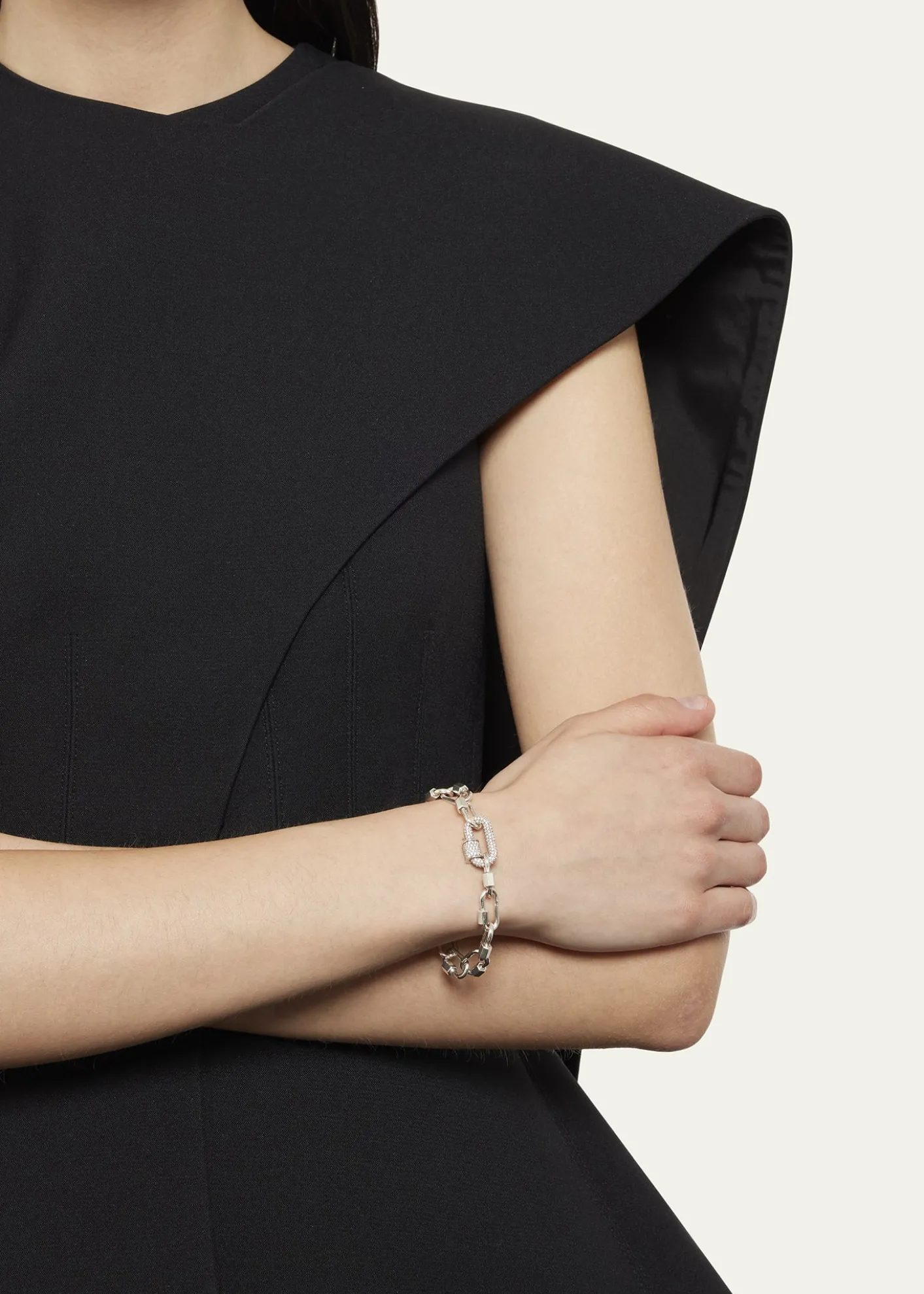 Marla AaronSterling Silver Babylock Bracelet with 14K White Gold All Stone Chubby Babylock