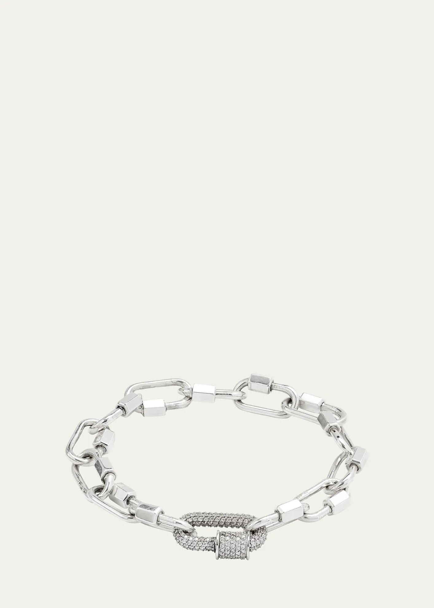 Marla AaronSterling Silver Babylock Bracelet with 14K White Gold All Stone Chubby Babylock