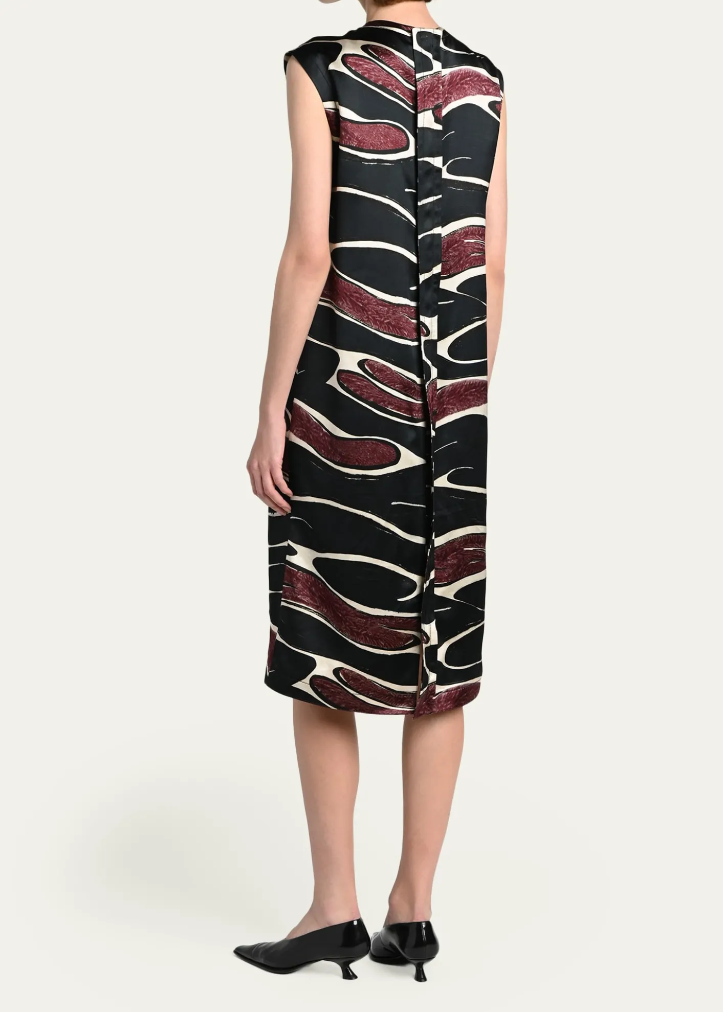 MarniAbstract Wave Sleeveless Midi Dress