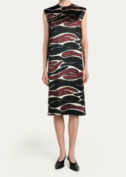 MarniAbstract Wave Sleeveless Midi Dress