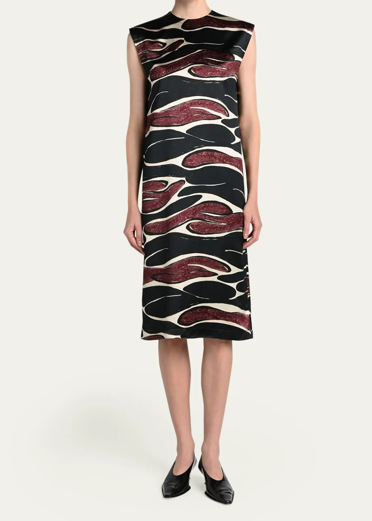 MarniAbstract Wave Sleeveless Midi Dress