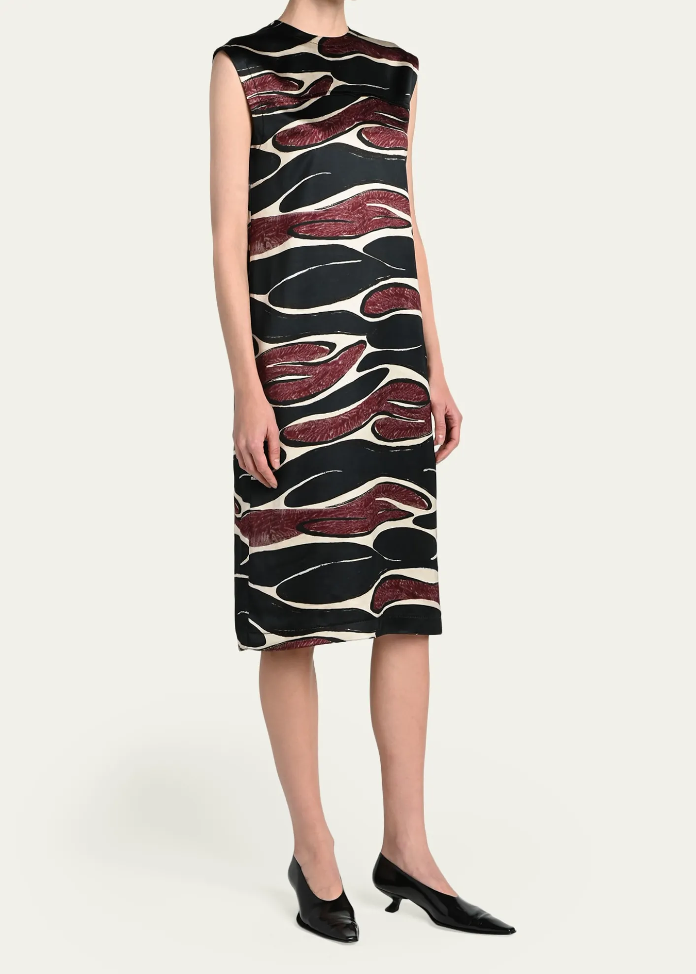 MarniAbstract Wave Sleeveless Midi Dress