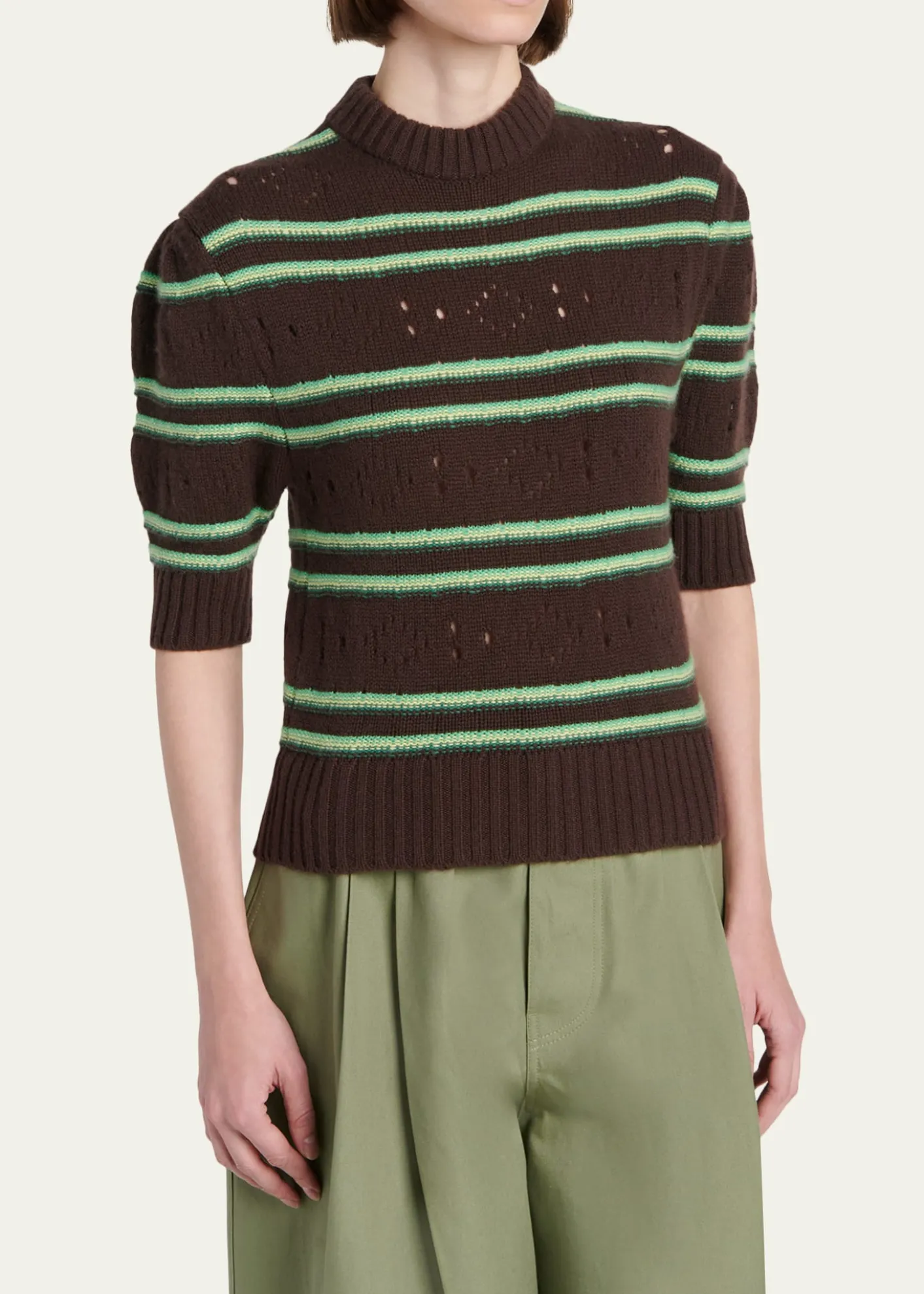 MarniCashmere Perforated Striped Sweater