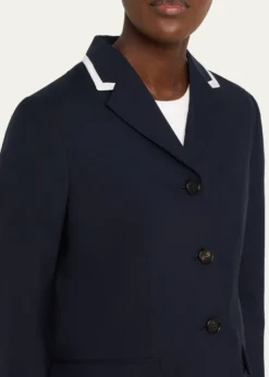 MarniContrast Ribbed Lapel Single-Breasted Blazer Jacket