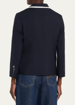 MarniContrast Ribbed Lapel Single-Breasted Blazer Jacket