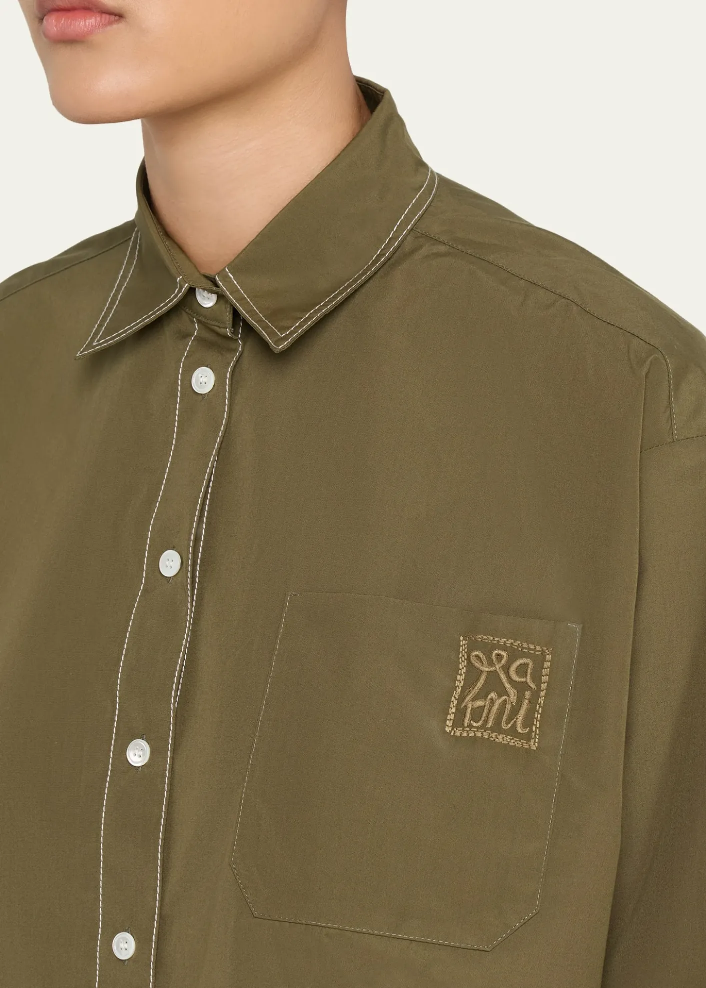 MarniCotton Boxy Fit Button-Down Shirt